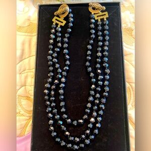 Heidi Daus Two Piece Black Faceted Beading Convertible Necklace